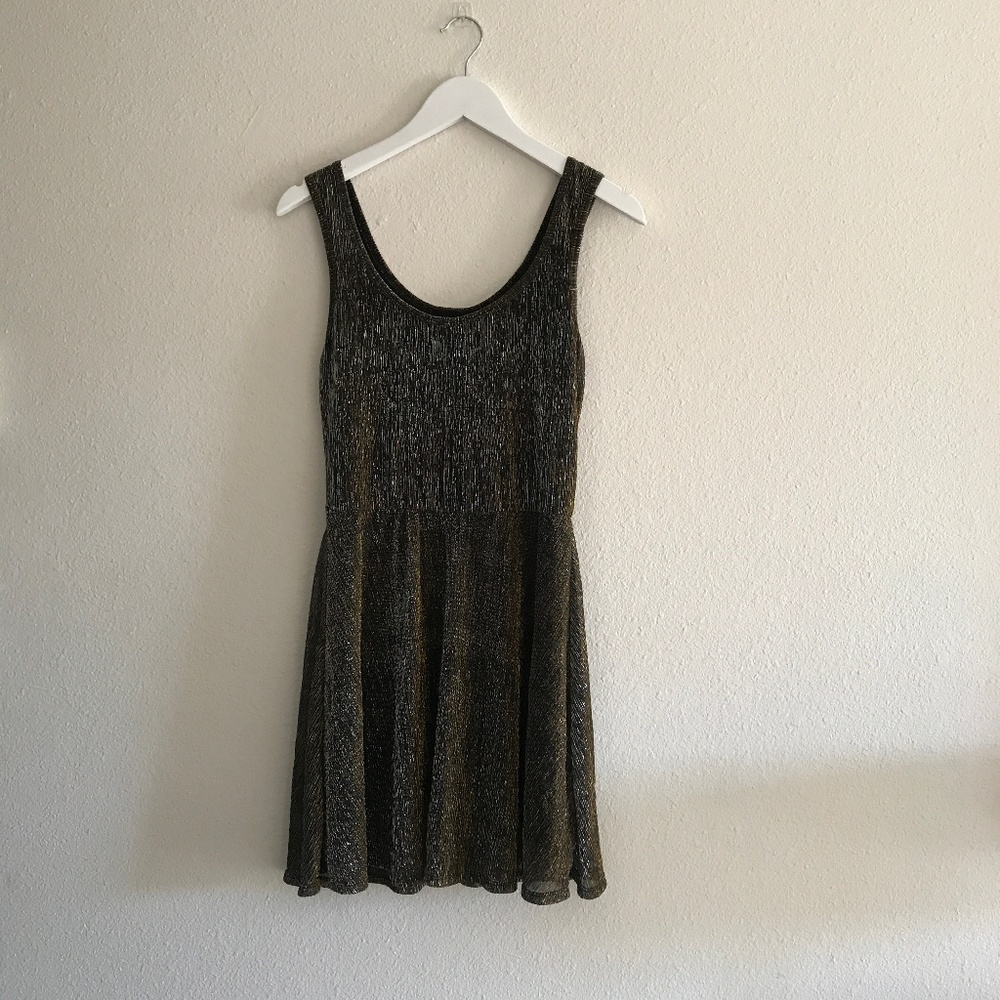 black & gold skater dress